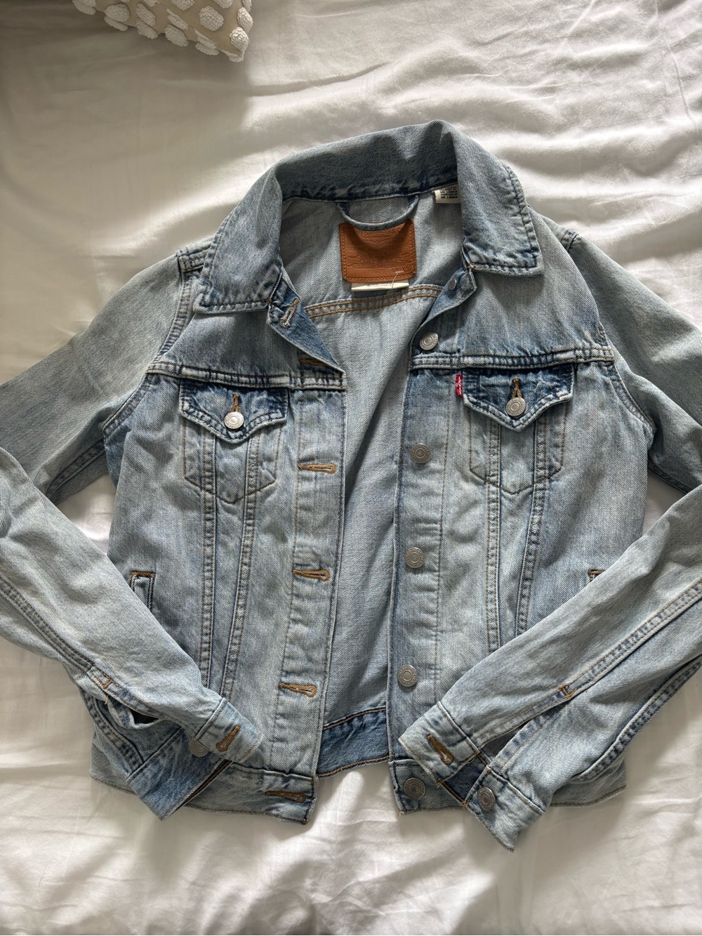 Levi's Light Blue Denim Jacket with Brown Leather Patch